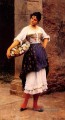 Dame vénitienne de vendeur de fleurs Eugène de Blaas belle dame de femme